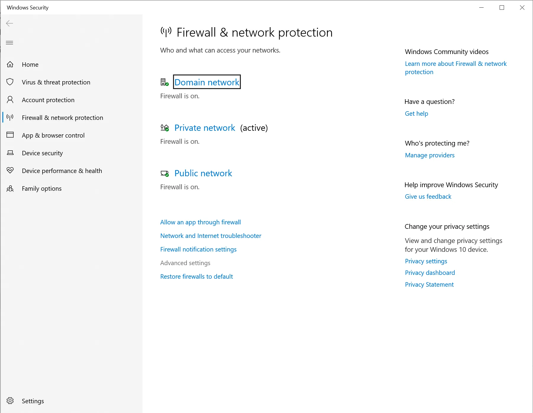 Firewall Settings